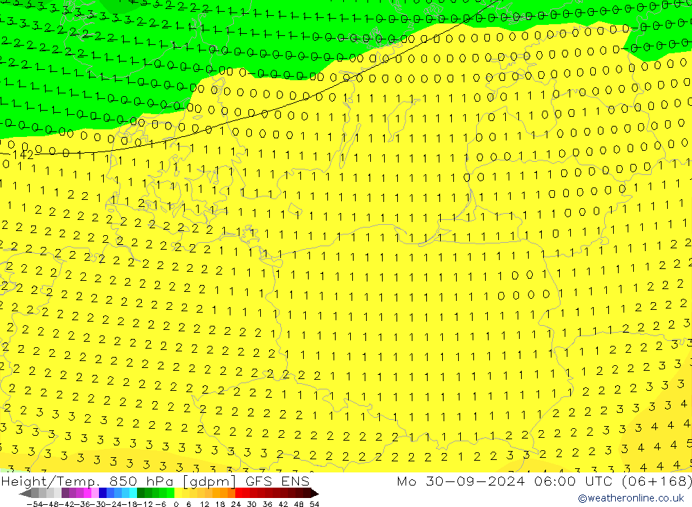 Height/Temp. 850 hPa GFS ENS Po 30.09.2024 06 UTC