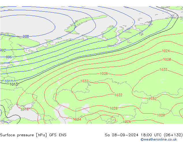 Atmosférický tlak GFS ENS So 28.09.2024 18 UTC