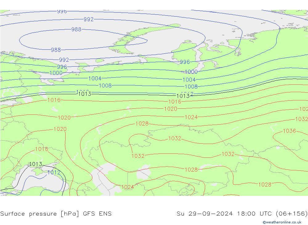 Surface pressure GFS ENS Su 29.09.2024 18 UTC