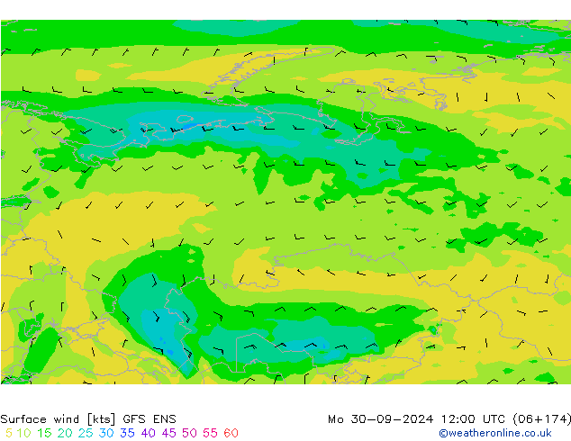 Wind 10 m GFS ENS ma 30.09.2024 12 UTC