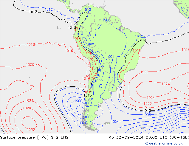 Pressione al suolo GFS ENS lun 30.09.2024 06 UTC