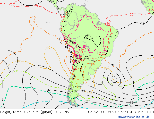 Height/Temp. 925 hPa GFS ENS Sa 28.09.2024 06 UTC