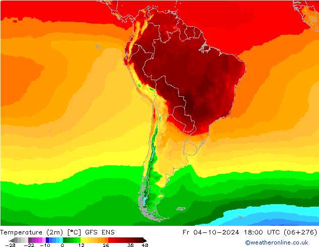 Temperatura (2m) GFS ENS Sex 04.10.2024 18 UTC