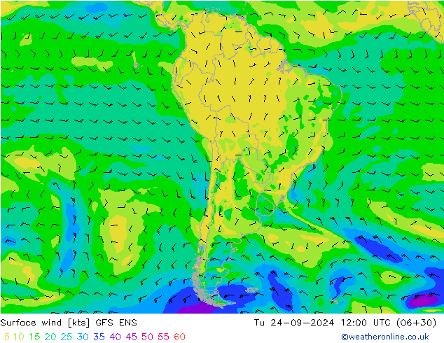 Wind 10 m GFS ENS di 24.09.2024 12 UTC