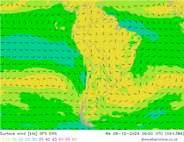 Surface wind GFS ENS We 09.10.2024 06 UTC