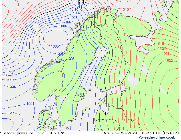 Pressione al suolo GFS ENS lun 23.09.2024 18 UTC