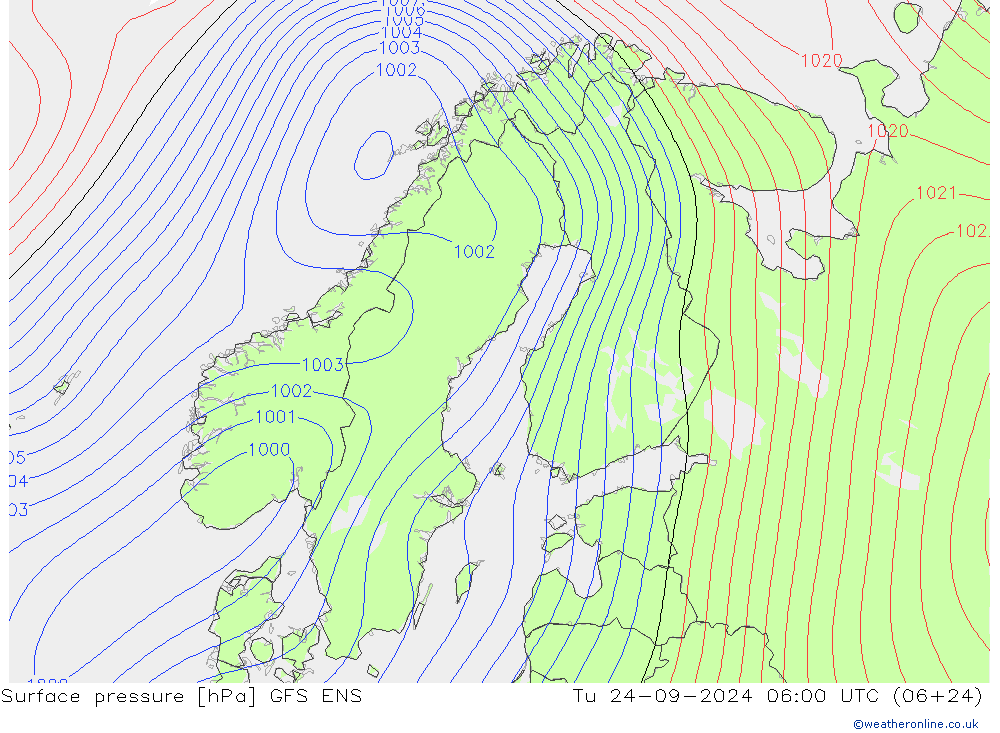 Pressione al suolo GFS ENS mar 24.09.2024 06 UTC