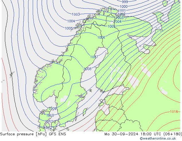 Surface pressure GFS ENS Mo 30.09.2024 18 UTC