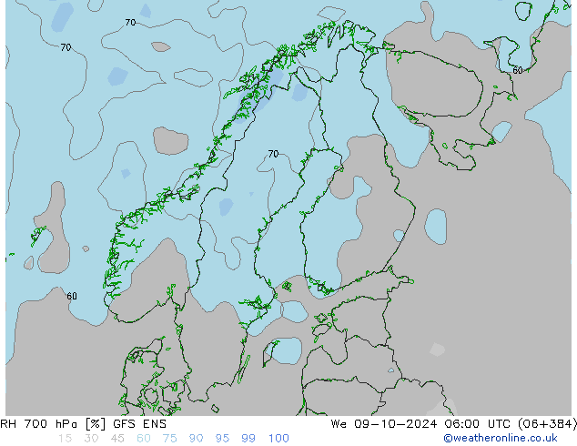 RH 700 hPa GFS ENS We 09.10.2024 06 UTC