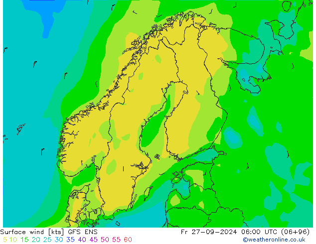 Surface wind GFS ENS Fr 27.09.2024 06 UTC