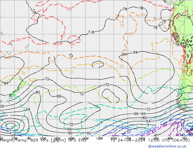 Height/Temp. 925 hPa GFS ENS Ter 24.09.2024 12 UTC