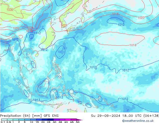 Precipitation (6h) GFS ENS Su 29.09.2024 00 UTC