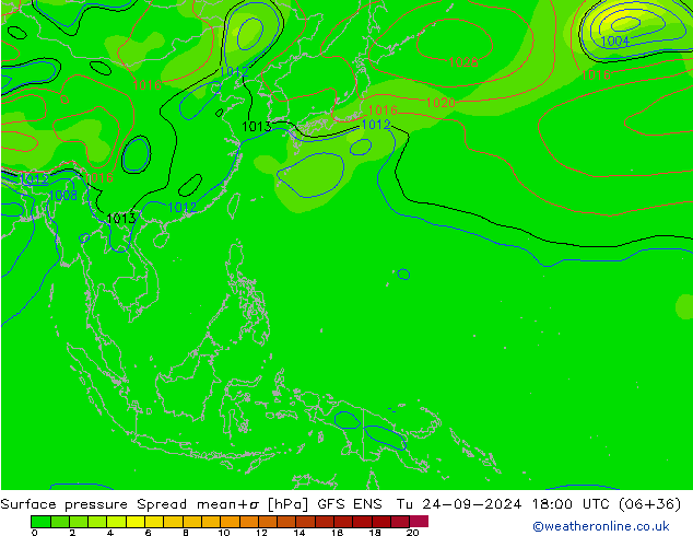 pression de l'air Spread GFS ENS mar 24.09.2024 18 UTC