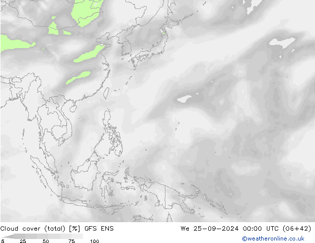 Cloud cover (total) GFS ENS We 25.09.2024 00 UTC