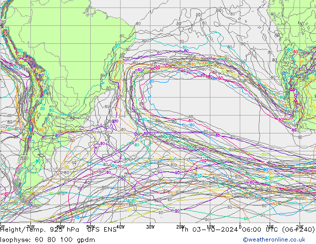 Height/Temp. 925 hPa GFS ENS Čt 03.10.2024 06 UTC