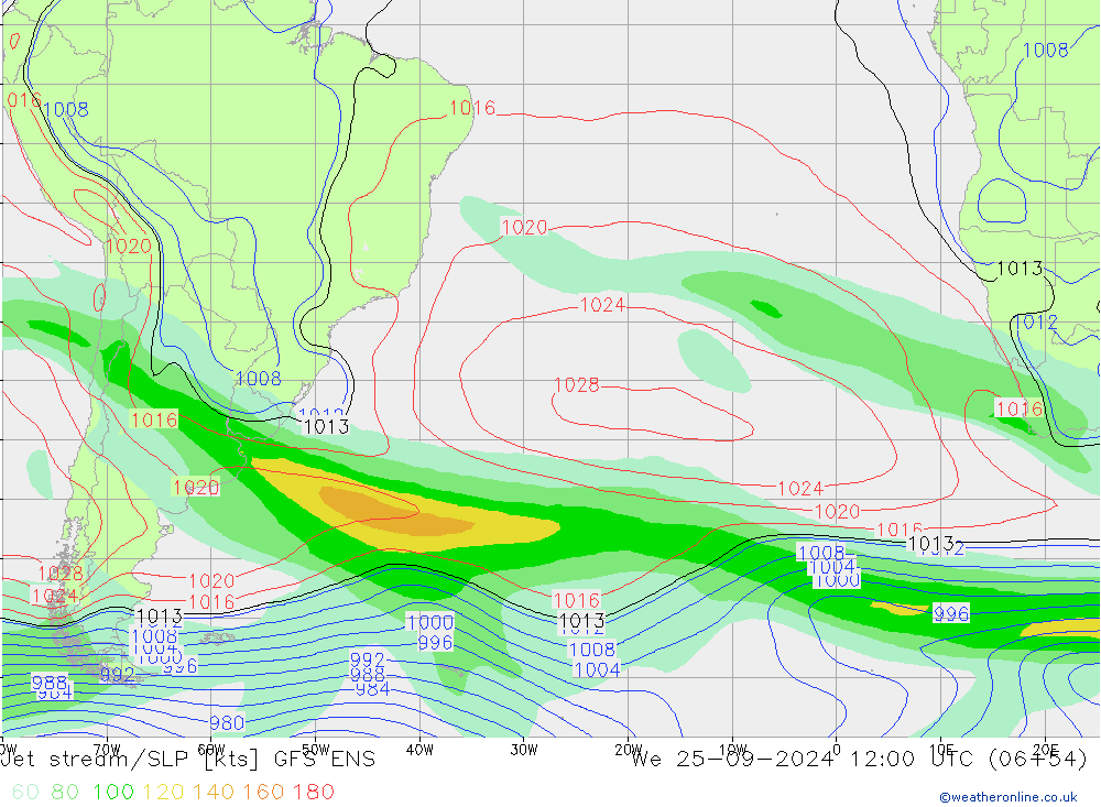 Straalstroom/SLP GFS ENS wo 25.09.2024 12 UTC