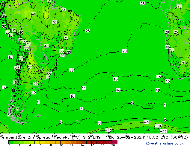 Temperaturkarte Spread GFS ENS Mo 23.09.2024 18 UTC