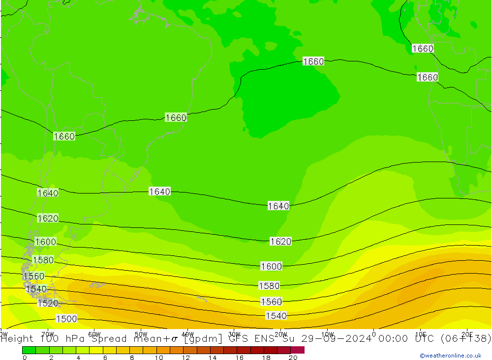 Géop. 100 hPa Spread GFS ENS dim 29.09.2024 00 UTC