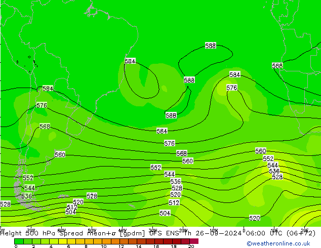 Height 500 hPa Spread GFS ENS  26.09.2024 06 UTC