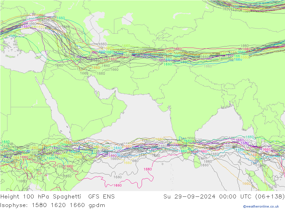 Height 100 hPa Spaghetti GFS ENS Dom 29.09.2024 00 UTC