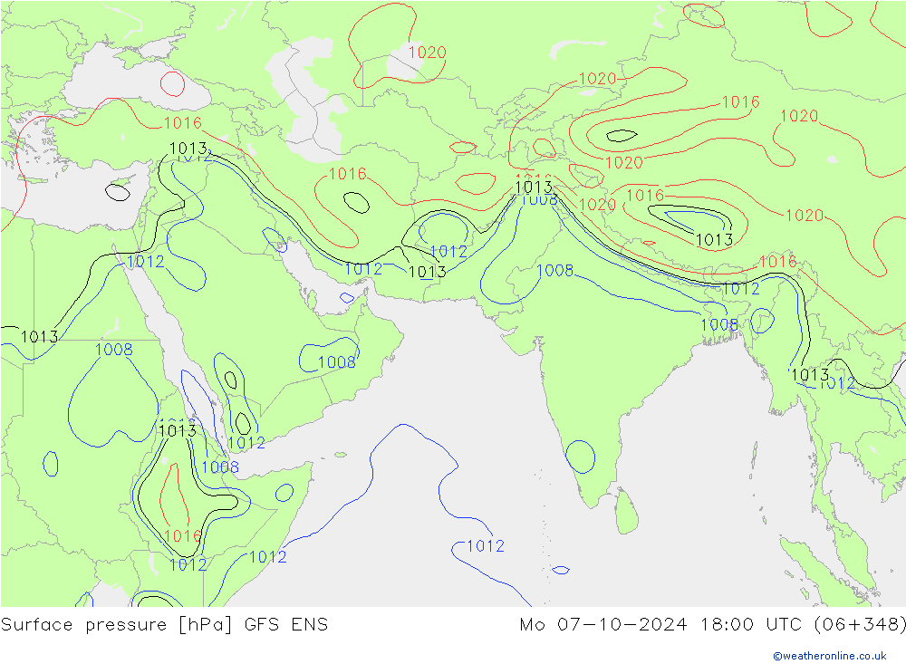 Surface pressure GFS ENS Mo 07.10.2024 18 UTC