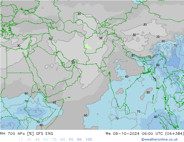 RH 700 hPa GFS ENS We 09.10.2024 06 UTC