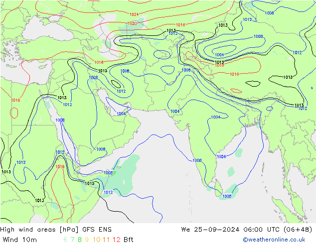 High wind areas GFS ENS mer 25.09.2024 06 UTC