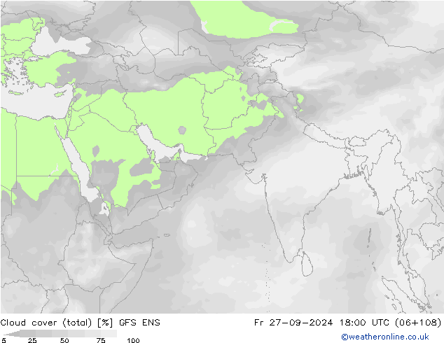 zachmurzenie (suma) GFS ENS pt. 27.09.2024 18 UTC