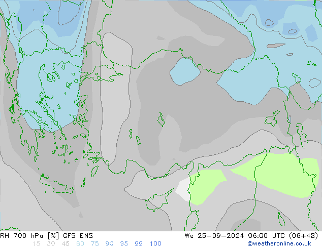 Humedad rel. 700hPa GFS ENS mié 25.09.2024 06 UTC