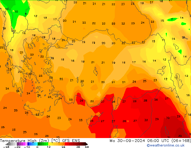 Temp. massima (2m) GFS ENS lun 30.09.2024 06 UTC