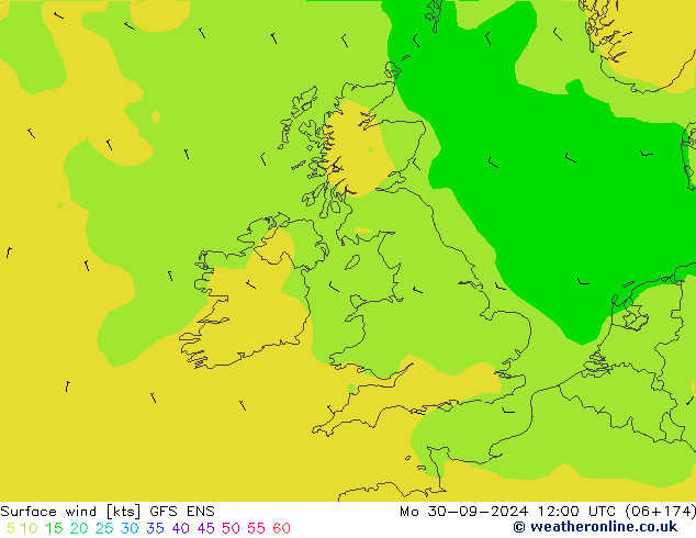 Vent 10 m GFS ENS lun 30.09.2024 12 UTC