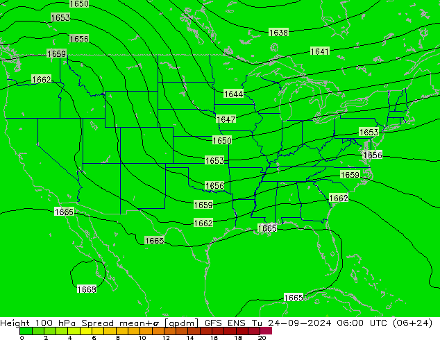 Height 100 hPa Spread GFS ENS Tu 24.09.2024 06 UTC