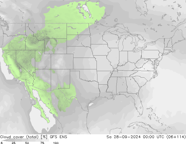 Nubes (total) GFS ENS sáb 28.09.2024 00 UTC