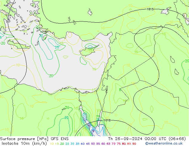 Isotachs (kph) GFS ENS чт 26.09.2024 00 UTC