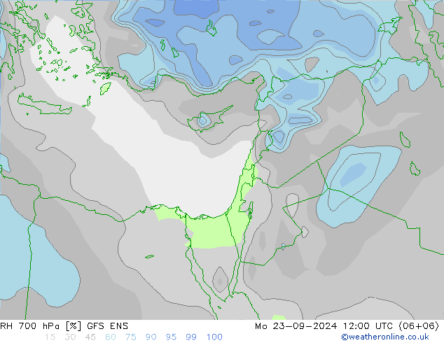 RH 700 hPa GFS ENS Mo 23.09.2024 12 UTC