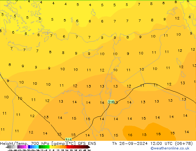 Height/Temp. 700 hPa GFS ENS Th 26.09.2024 12 UTC