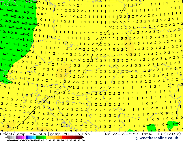 Height/Temp. 700 hPa GFS ENS Po 23.09.2024 18 UTC