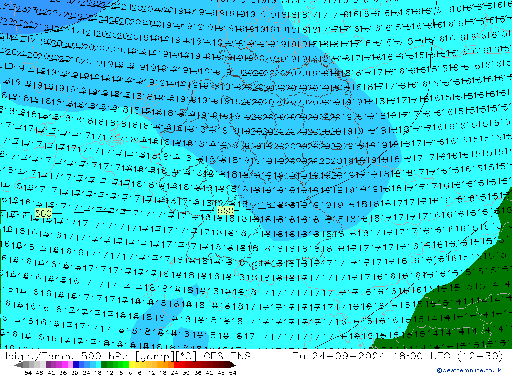 Height/Temp. 500 hPa GFS ENS Di 24.09.2024 18 UTC