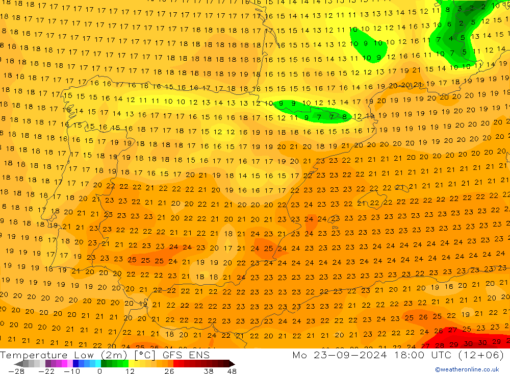 Min.  (2m) GFS ENS  23.09.2024 18 UTC