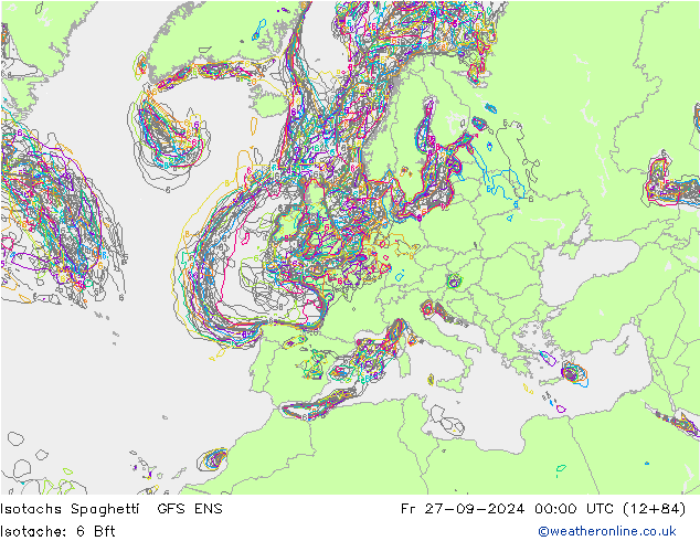 Isotachs Spaghetti GFS ENS ven 27.09.2024 00 UTC