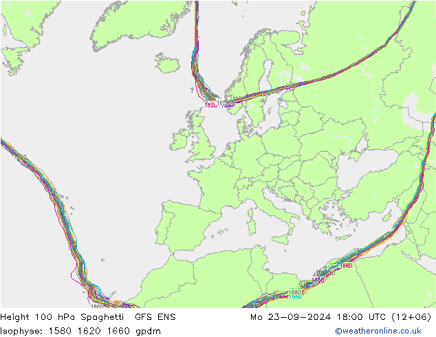 Height 100 hPa Spaghetti GFS ENS lun 23.09.2024 18 UTC