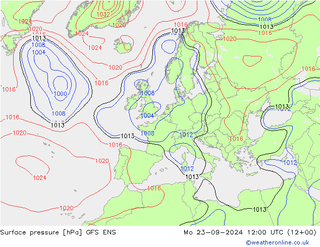 Presión superficial GFS ENS lun 23.09.2024 12 UTC