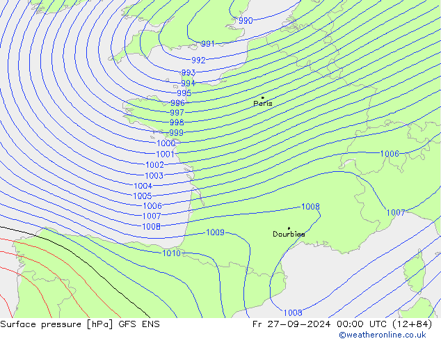 приземное давление GFS ENS пт 27.09.2024 00 UTC