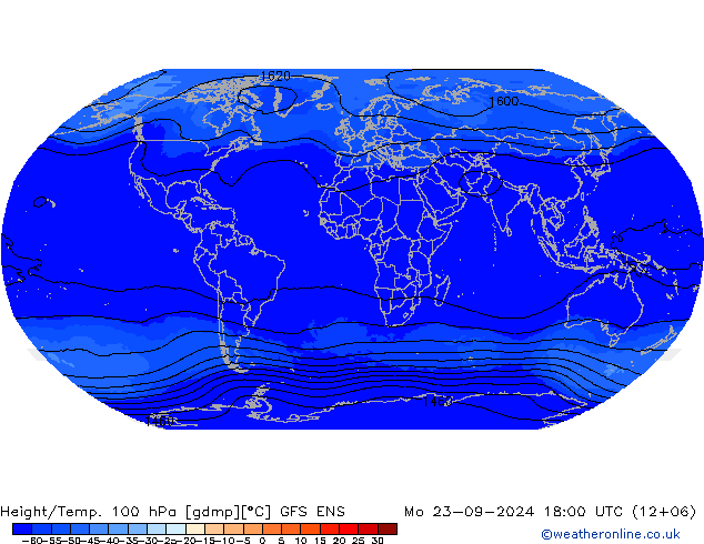 Height/Temp. 100 hPa GFS ENS Mo 23.09.2024 18 UTC