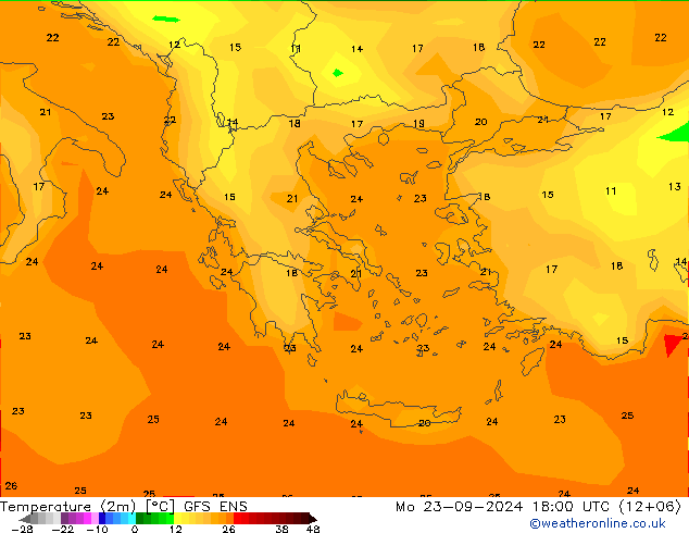 Temperature (2m) GFS ENS Po 23.09.2024 18 UTC