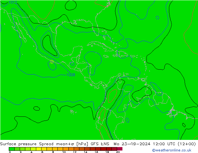 Surface pressure Spread GFS ENS Mo 23.09.2024 12 UTC