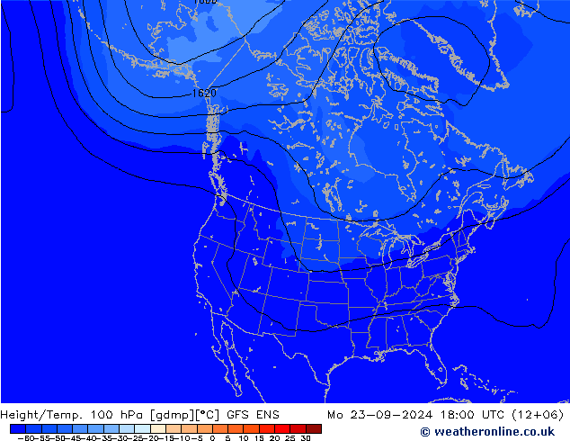 Height/Temp. 100 hPa GFS ENS Mo 23.09.2024 18 UTC