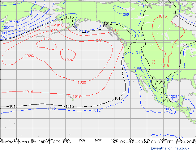 Surface pressure GFS ENS We 02.10.2024 00 UTC