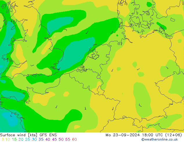 Surface wind GFS ENS Mo 23.09.2024 18 UTC