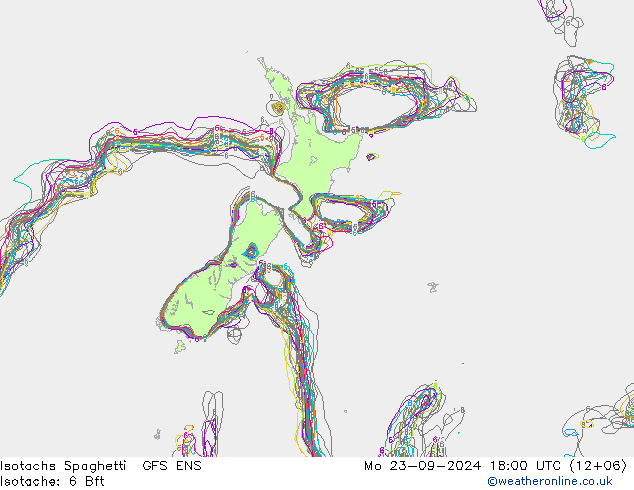 Isotachs Spaghetti GFS ENS Mo 23.09.2024 18 UTC